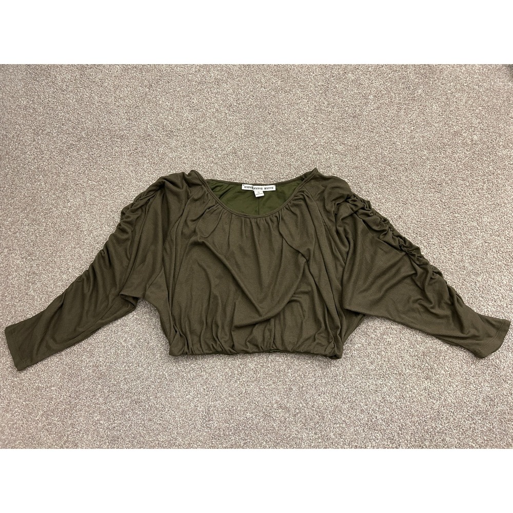 Hyfve Ribbed Dolman Top Womens S Olive Green Excellent Ruched Blouson HF211952